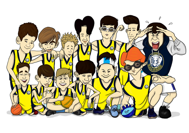 caricature; basquet